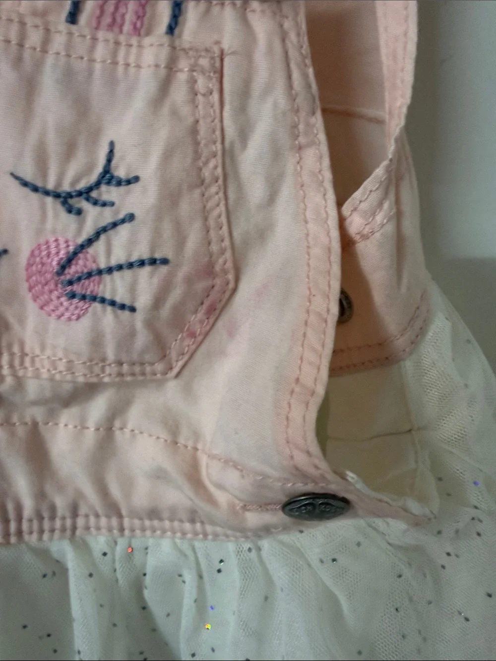 OshKosh B'gosh Pink and White Kitten Overall Dress